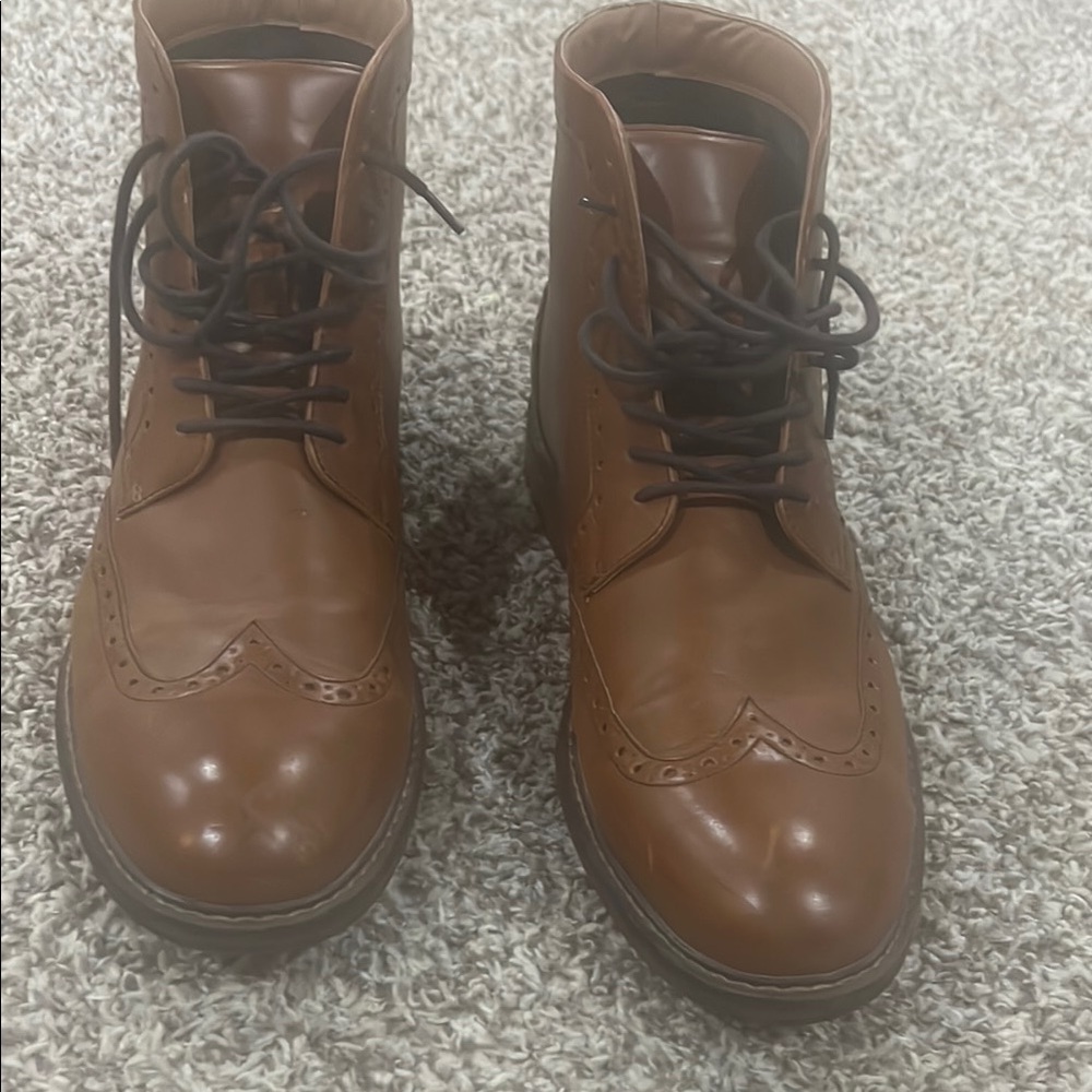 Men's GoodFellow Brown Leather Brogue Boots